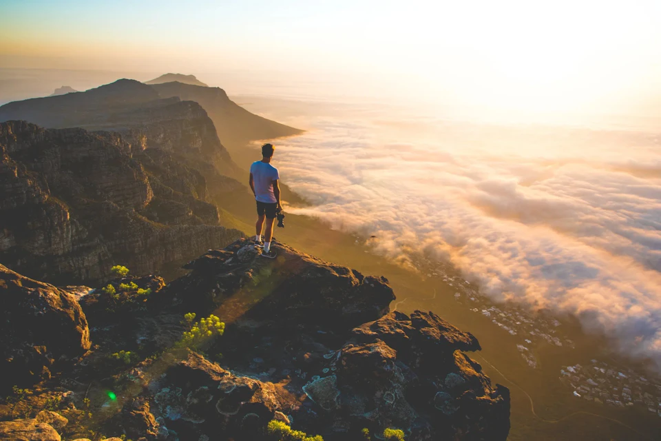 sunset from the peak of Table Mountain