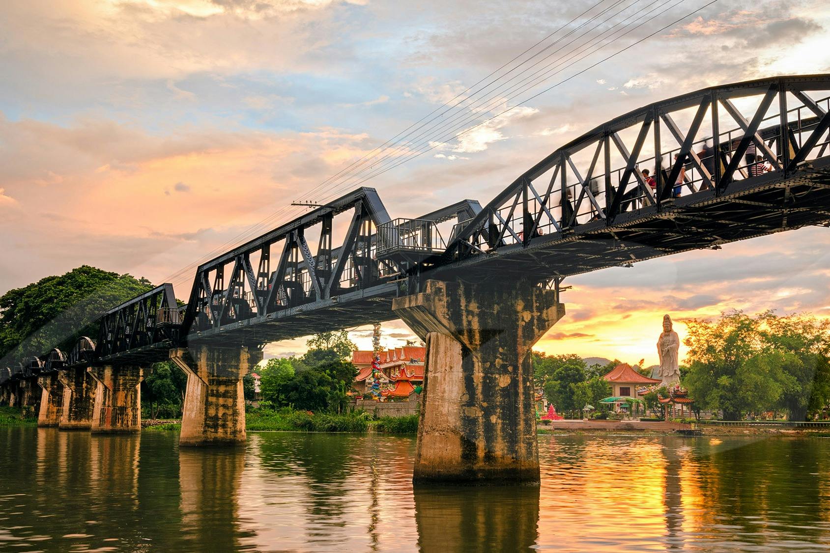 Sunset on the River Kwai Bridge