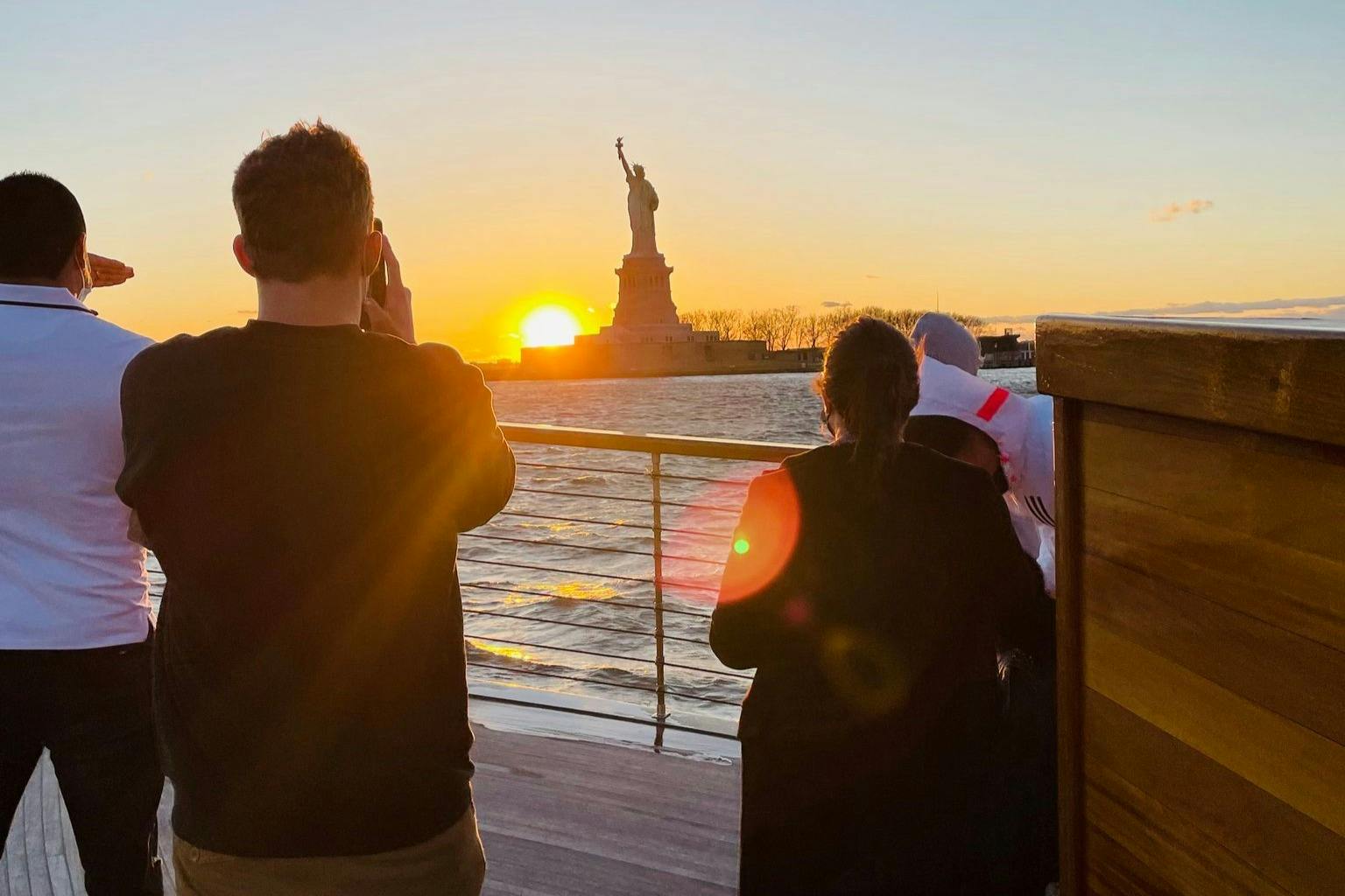 The Statue of Liberty at sunset