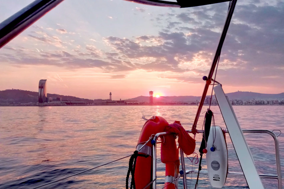 sunset barcelona coast