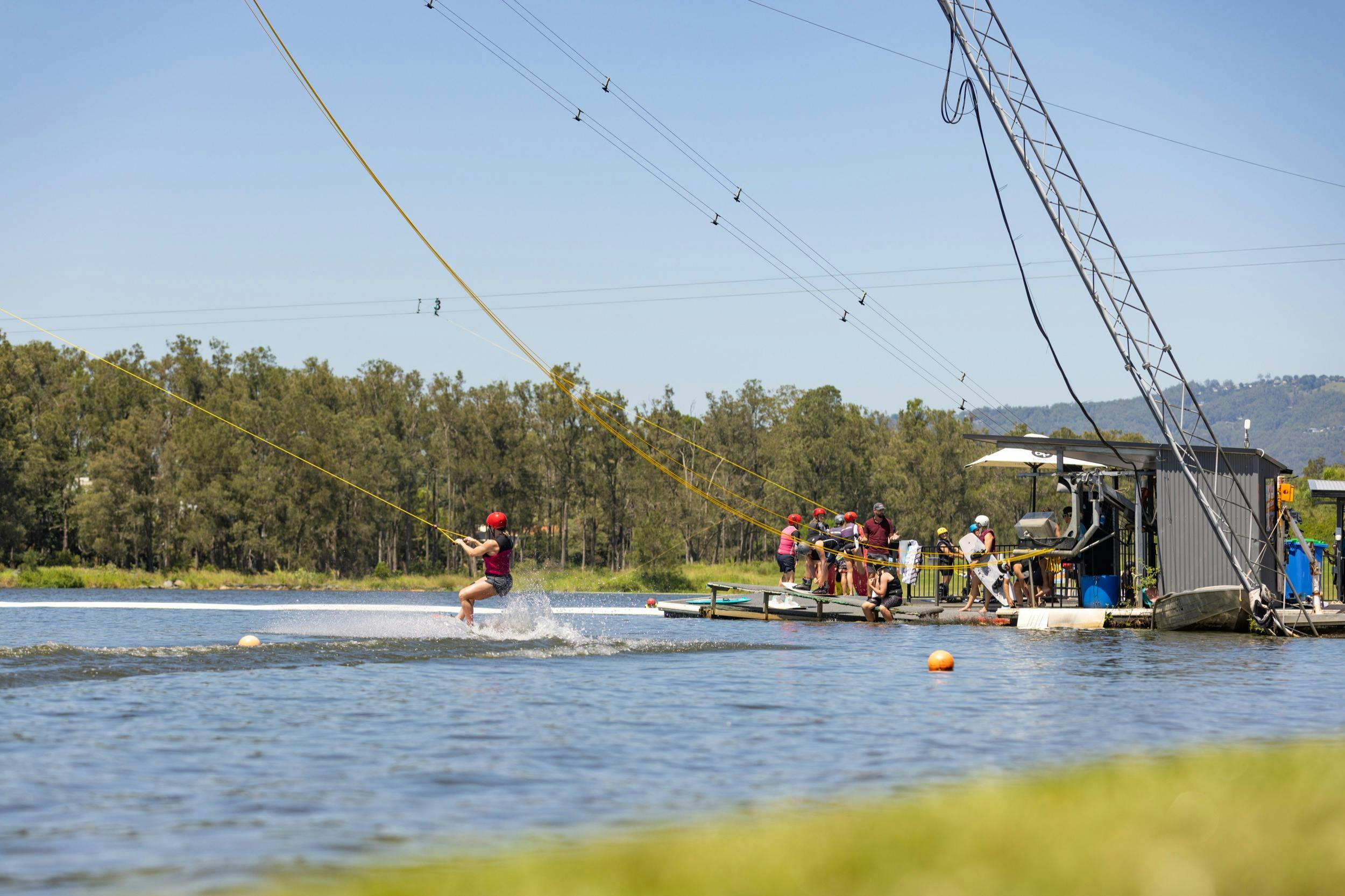 Guests waiting for their turn at the wake park