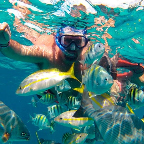 Isla Mujeres: Excursión de Snorkel y Club de Playa en Catamarán desde Cancún