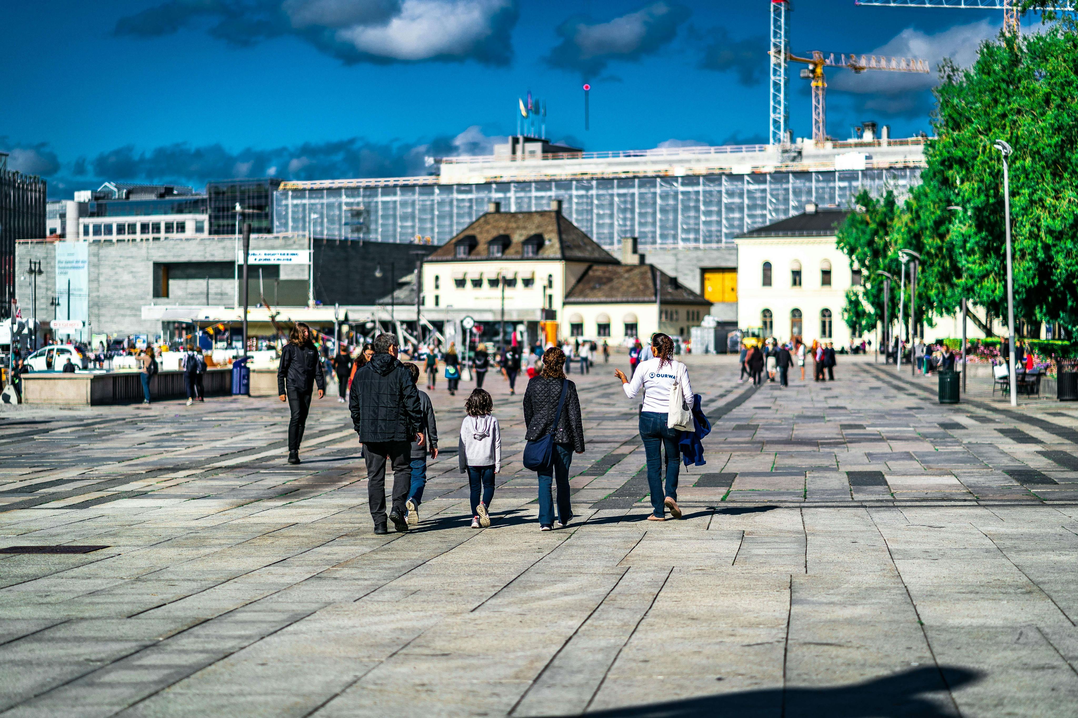 Walking towards the Nobel Peace Centre.
