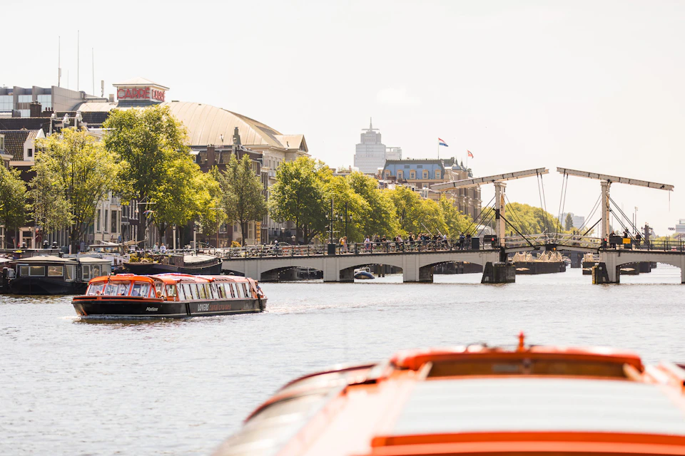 View of a bridge on the Amstel River