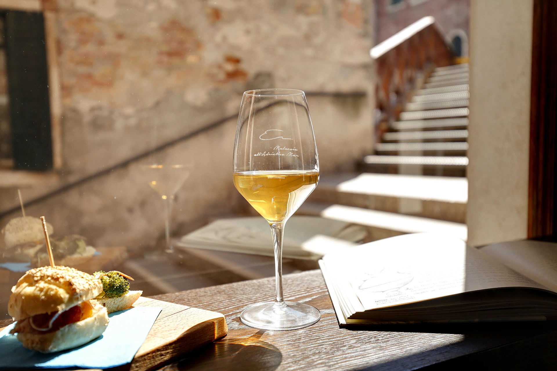 Glass of wine with standing spot