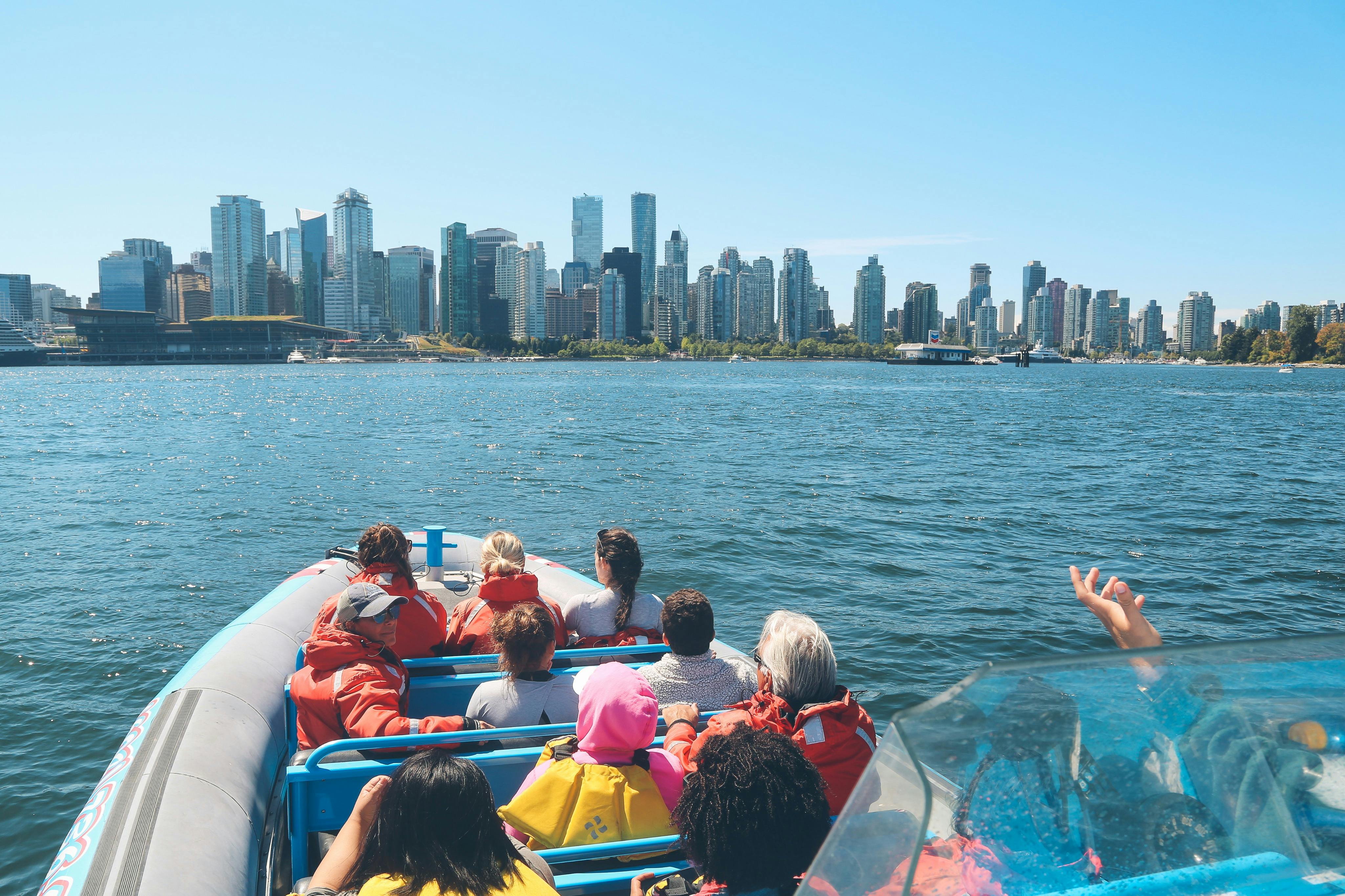 Tour boat facing the city