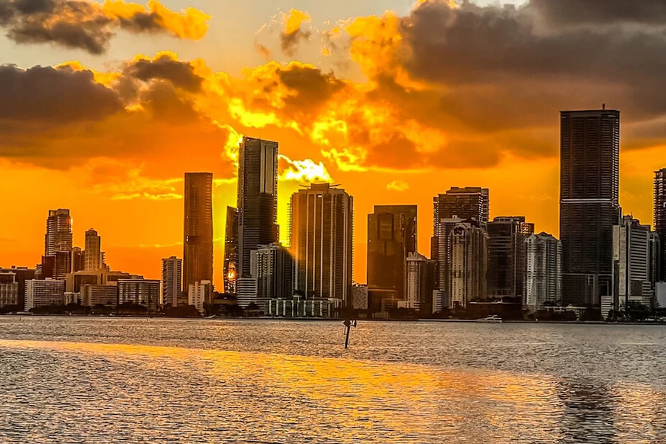 Miami skyline at Sunset