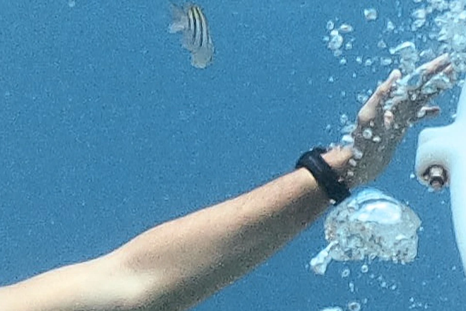 Underwater helmet walk in Cozumel.