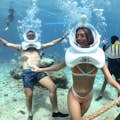 Underwater helmet walk in Cozumel.