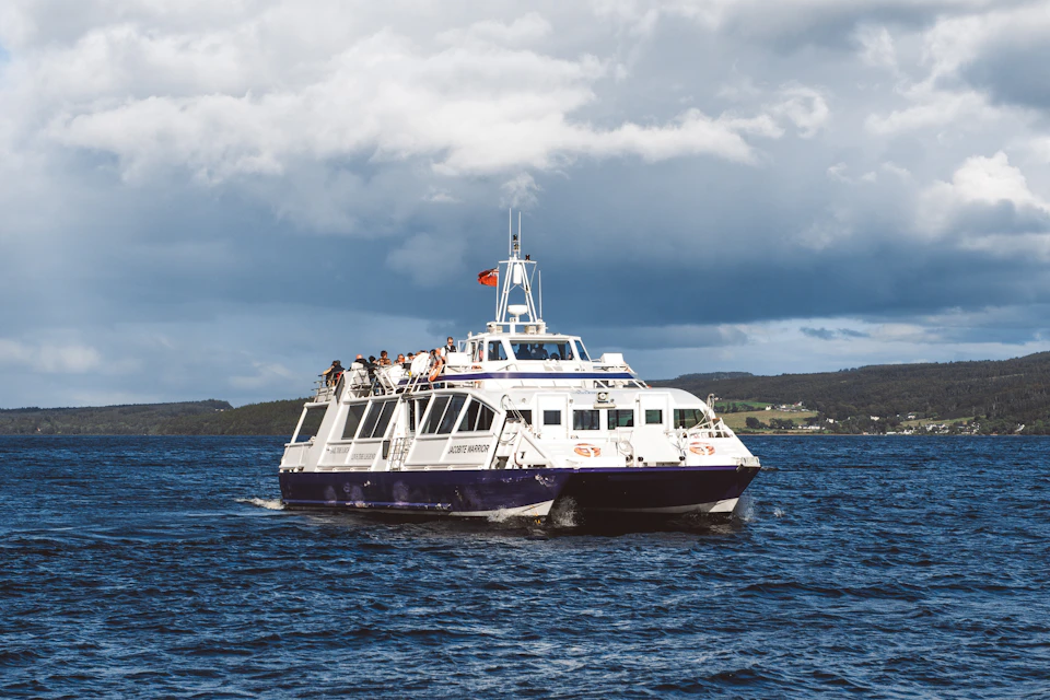 Jacobite Warrior sailing on Loch Ness