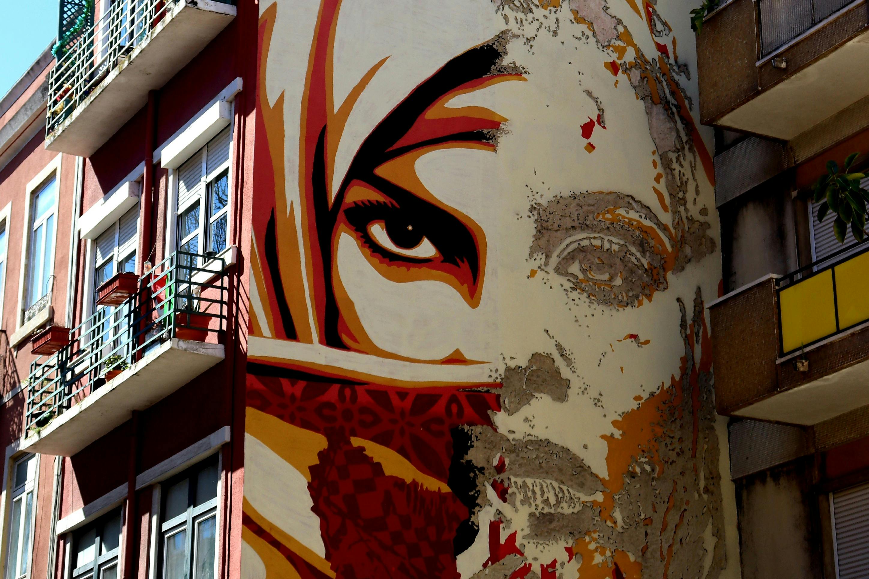 VHILS和Shepard Fairey的壁画。