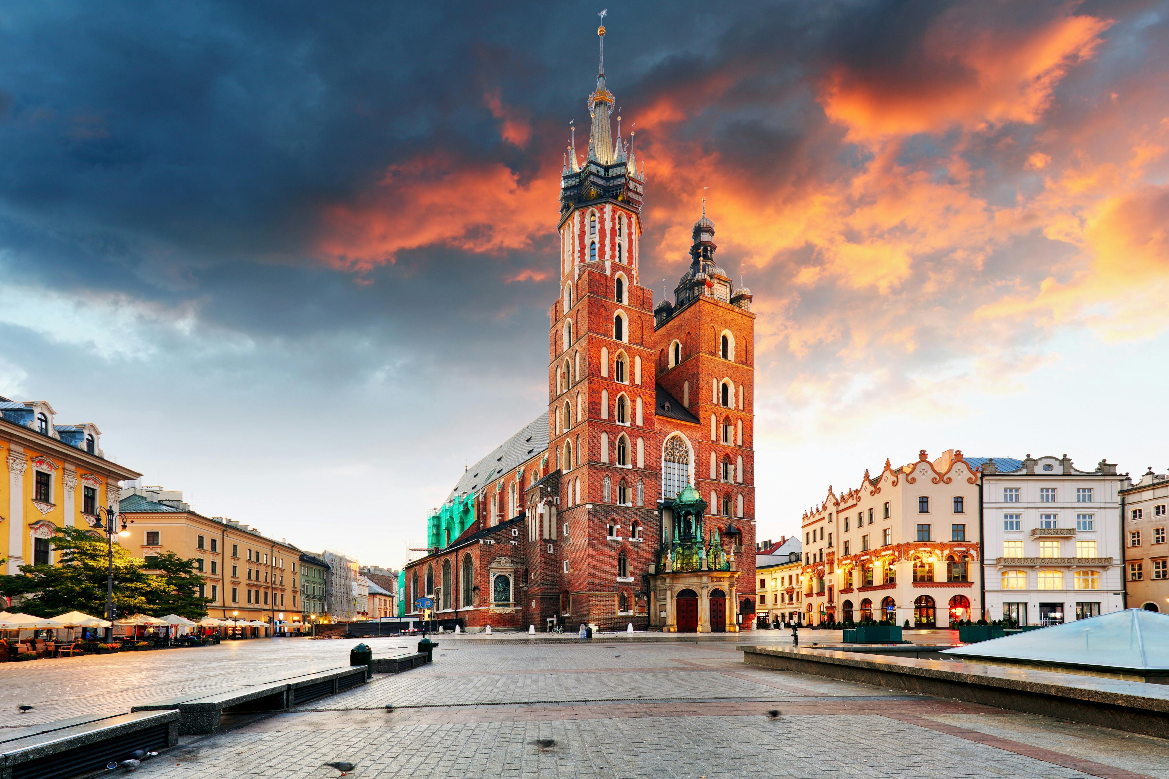 Facade of Cathedral illuminated by a sunset