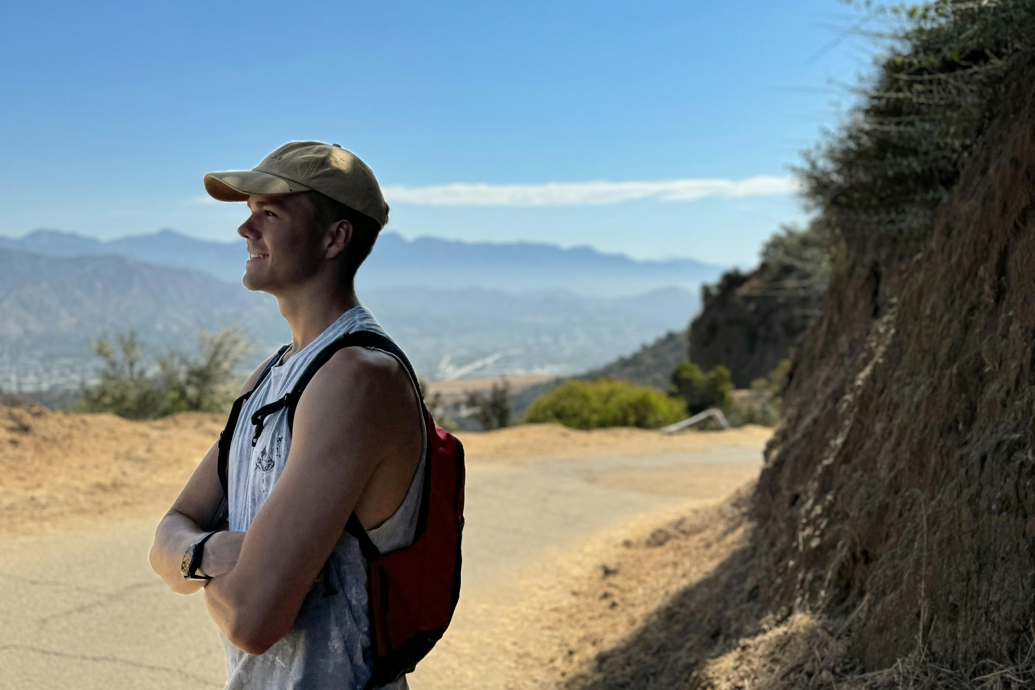 Enjoying the views of the Valley on the opposite side of the Holllywood Sign