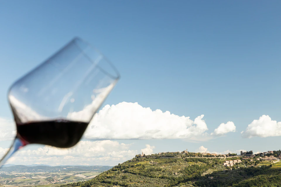 View of Montalcino from the winery