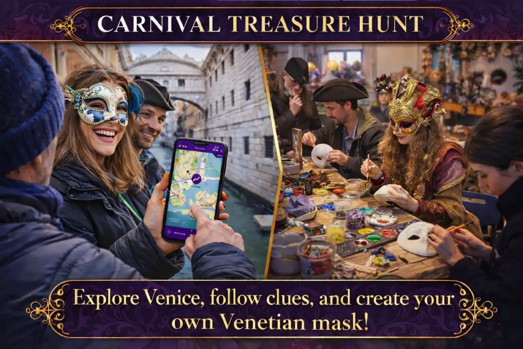 Venice: Carnival Digital Treasure Hunt Game + Mask Workshop