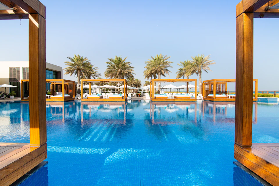 pool area, cabanas
