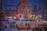 Reiterlesmarkt Rothenburg o.d. Tauber - extra gross Marktplatz Sta ‑ nde dunkel Ratstrinkstube Uhr Tannenbaum Beleuchtung