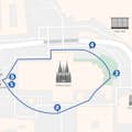 Route of the walking tour with VR elements around Cologne Cathedral