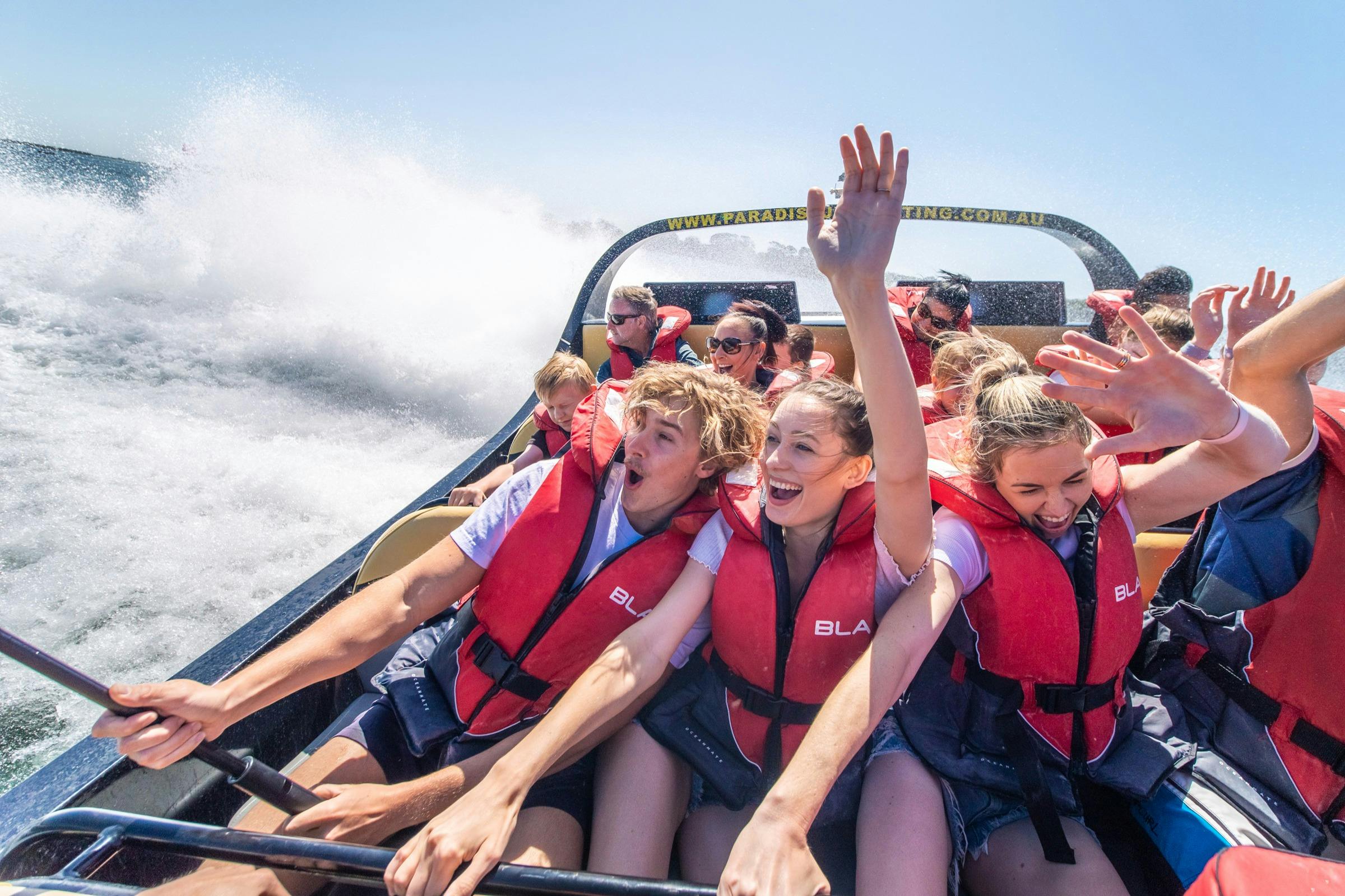Passengers on jet boat