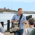 Leading a walking tour on Boston Harbor