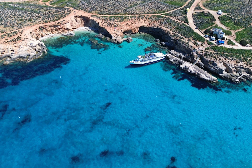where the boat moors up in the Blue Lagoon