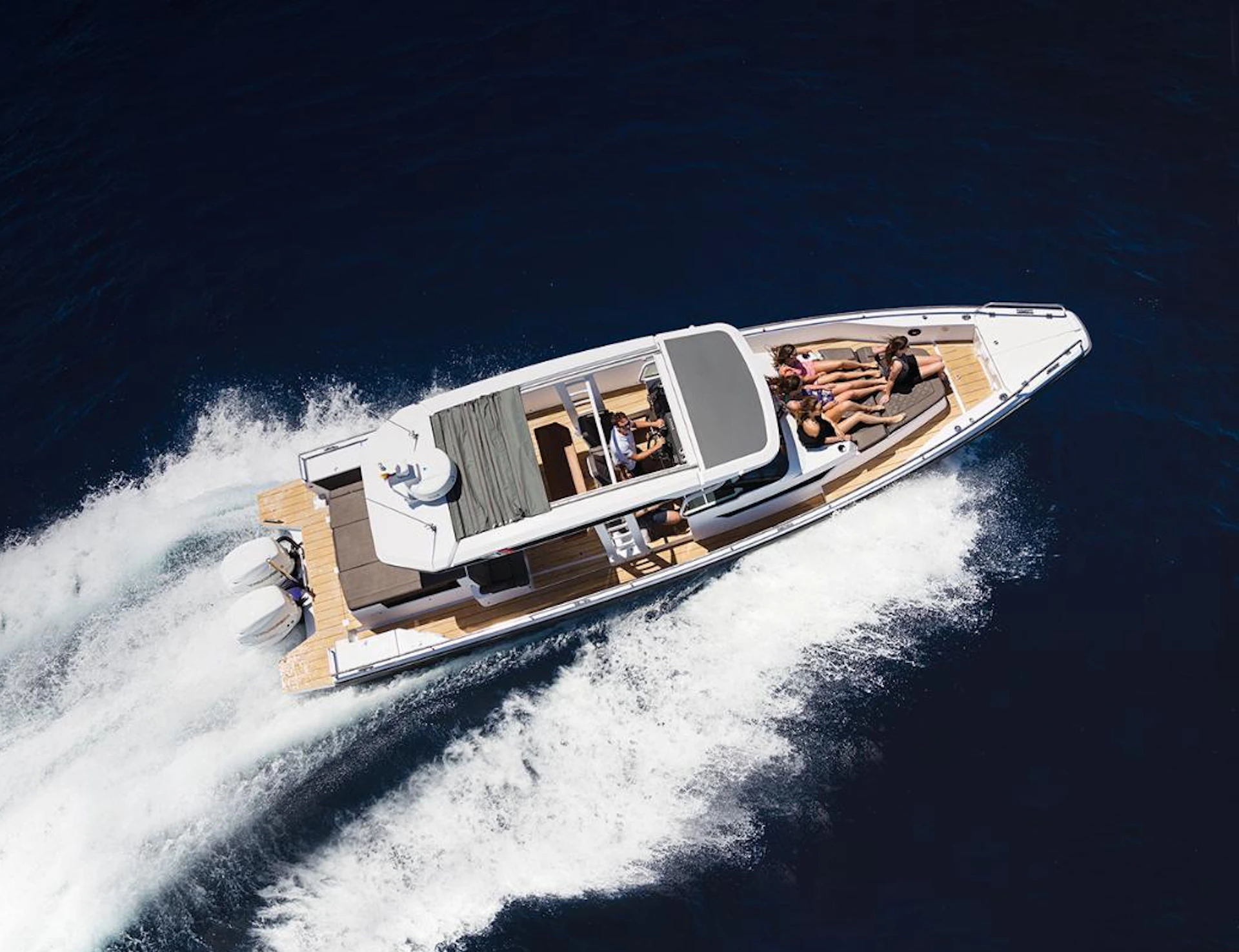 Ariel view of boat on Sydney Harbour Tour