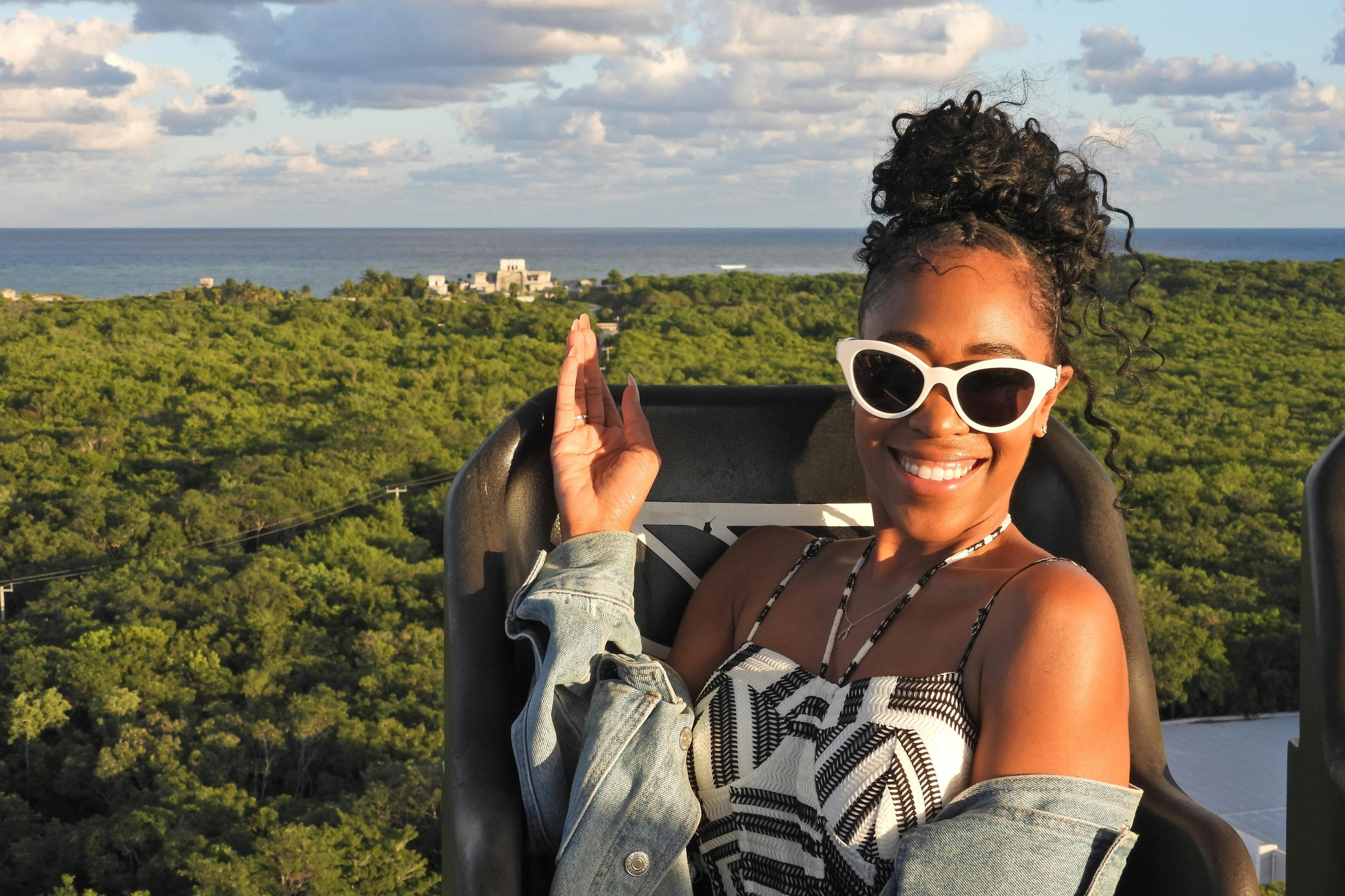 A customer enjoying the experience and the view of the ruins