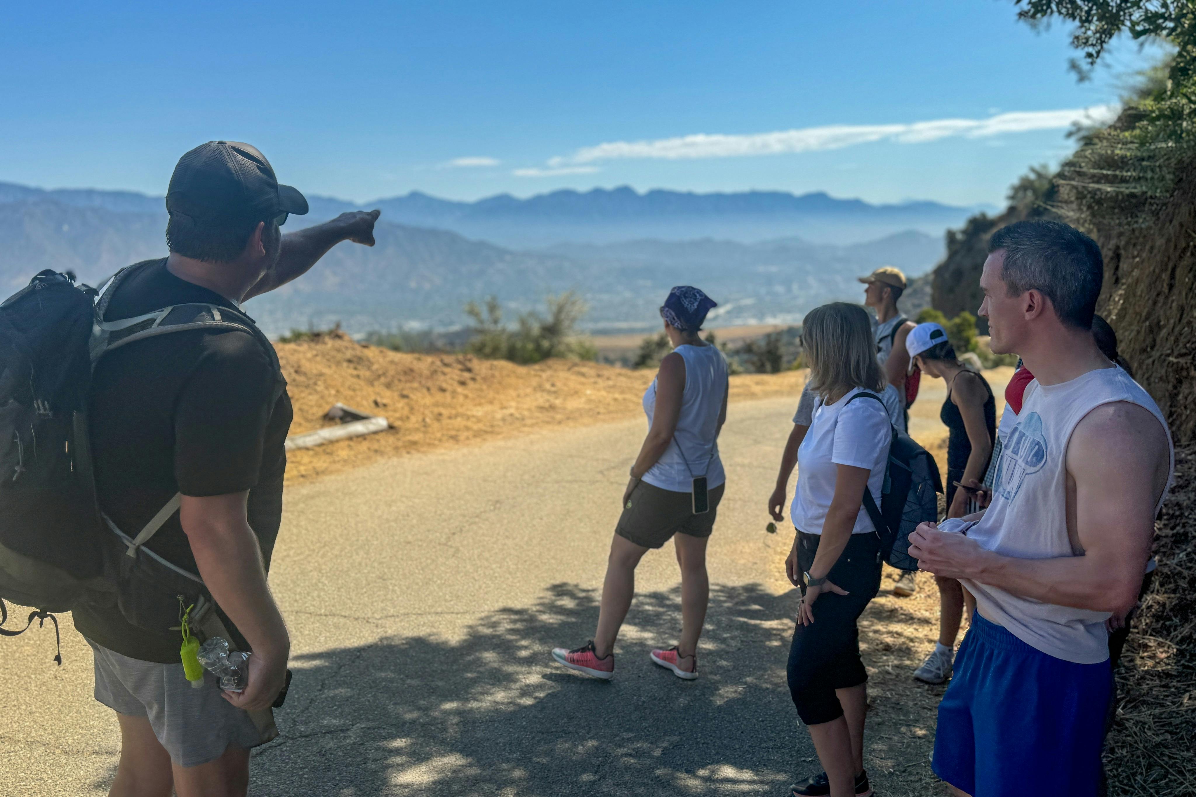 Pointing out the views on the San Fernando Valley on this guided hike