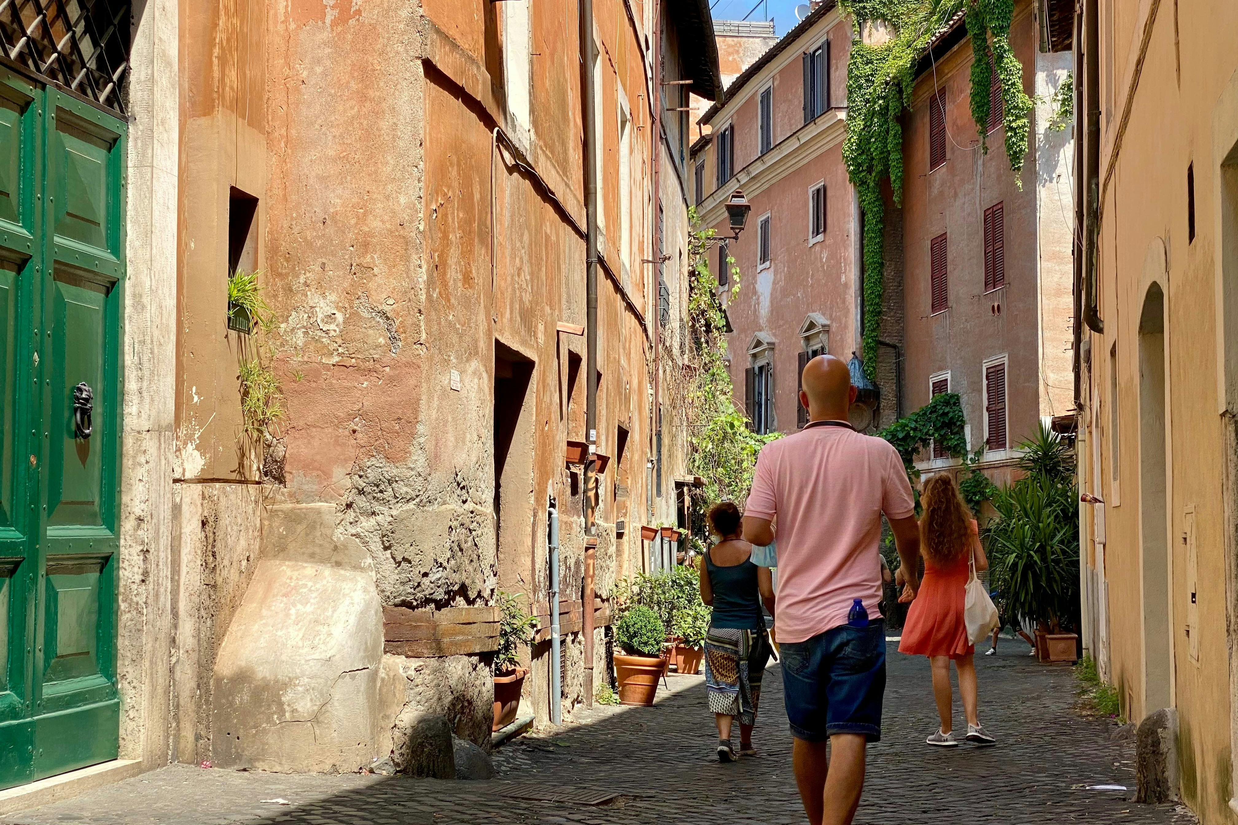 Walking in Trastevere's cobble streets