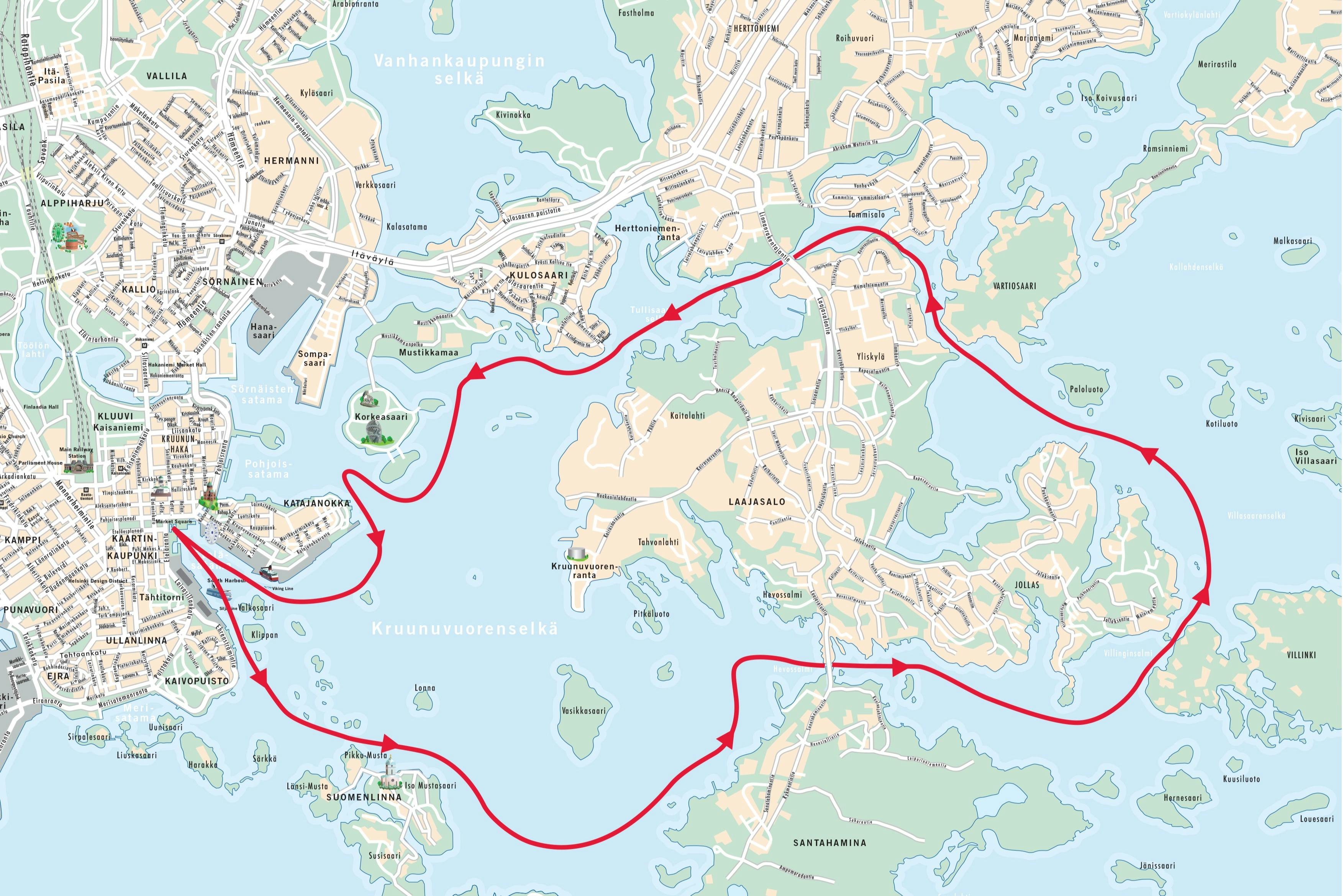 Route of the boat tour
