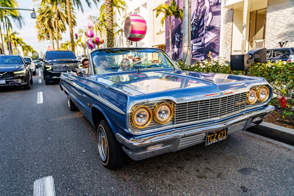 Blue Lowrider on Rodeo Drive