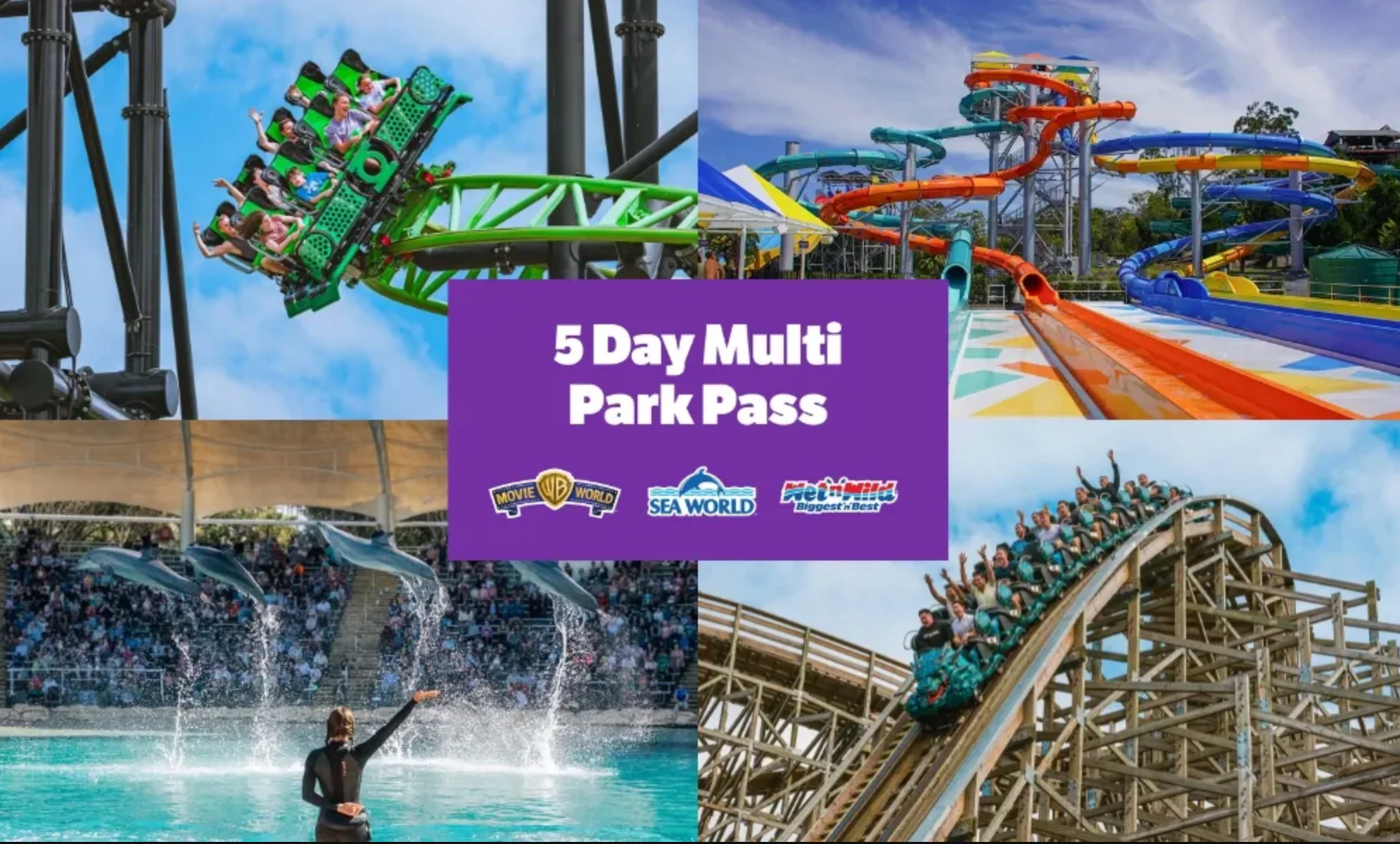 Warner Bros. Movie World, Sea World & Wet’n’Wild Gold Coast: 5-Day Pass