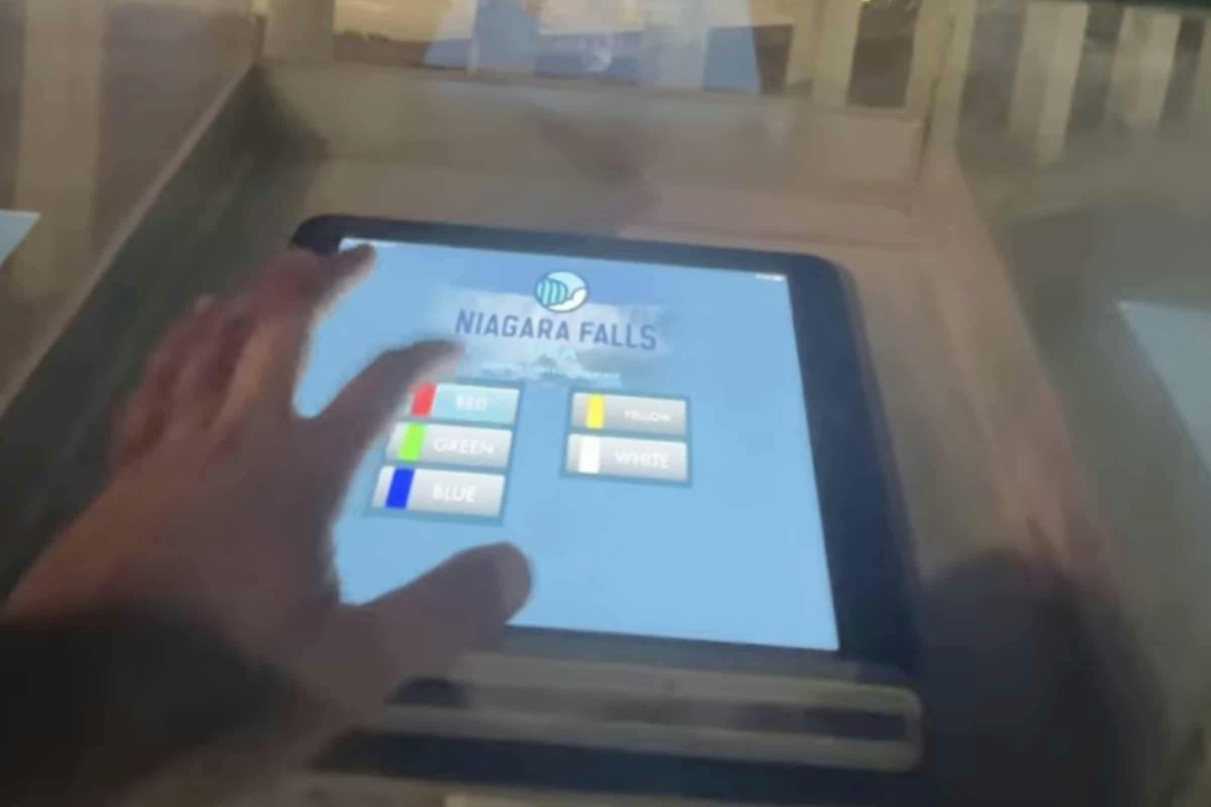 Change the colours of the waterfalls yourself in the Illumination Tower experience!