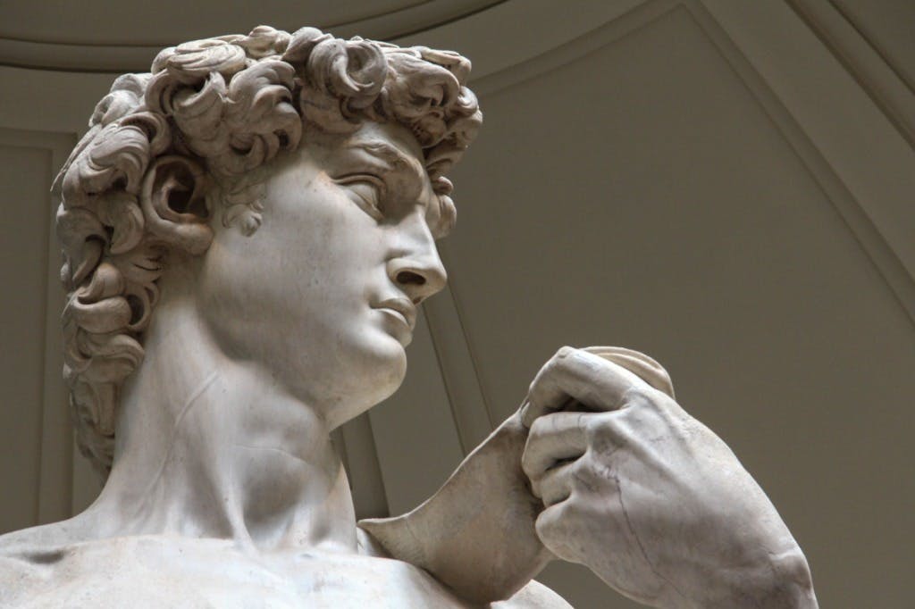 米开朗基罗的《大卫》的细节。