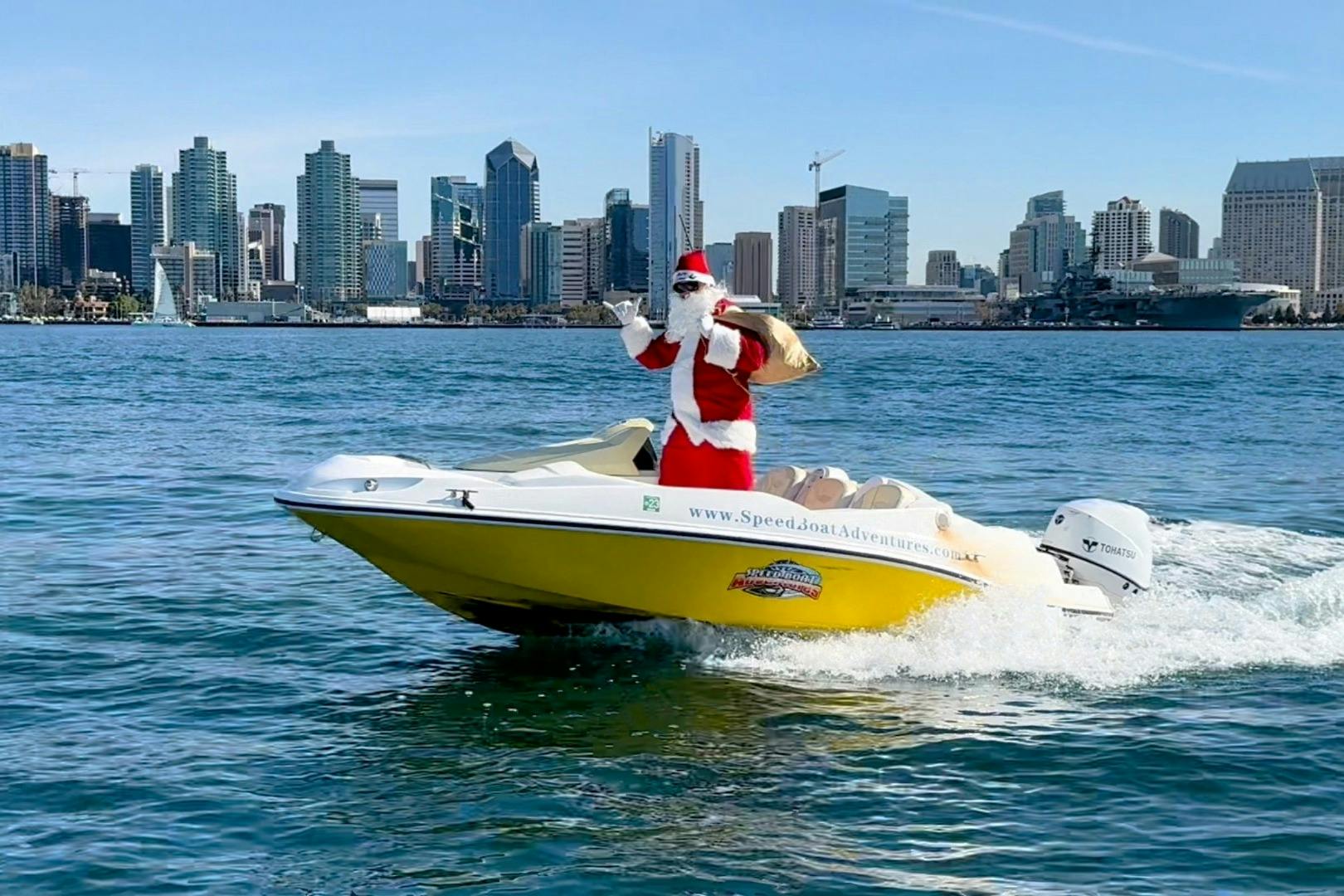 Even Santa likes to have fun on our Speedboats!