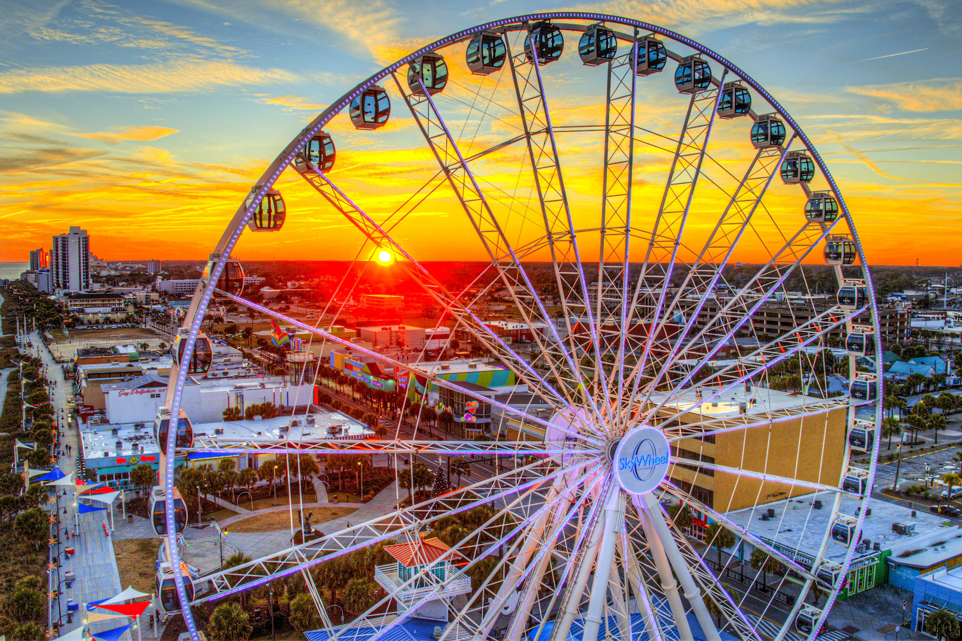 Sunset from the SkyWheel over the boardwalk