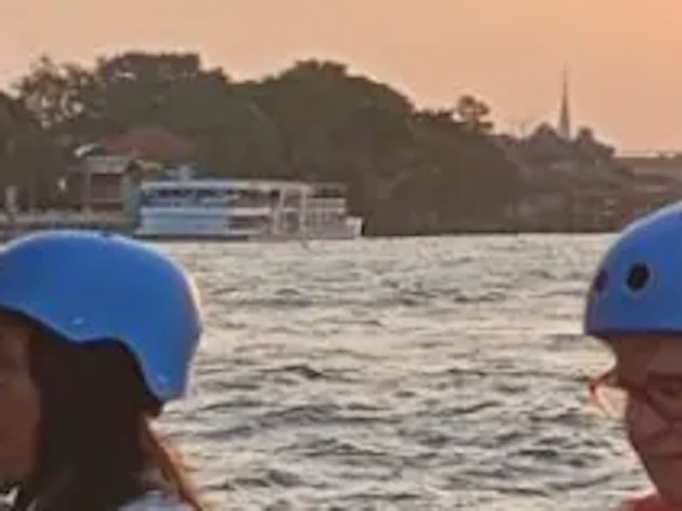 Crossing the Chao Praya river by local ferry service