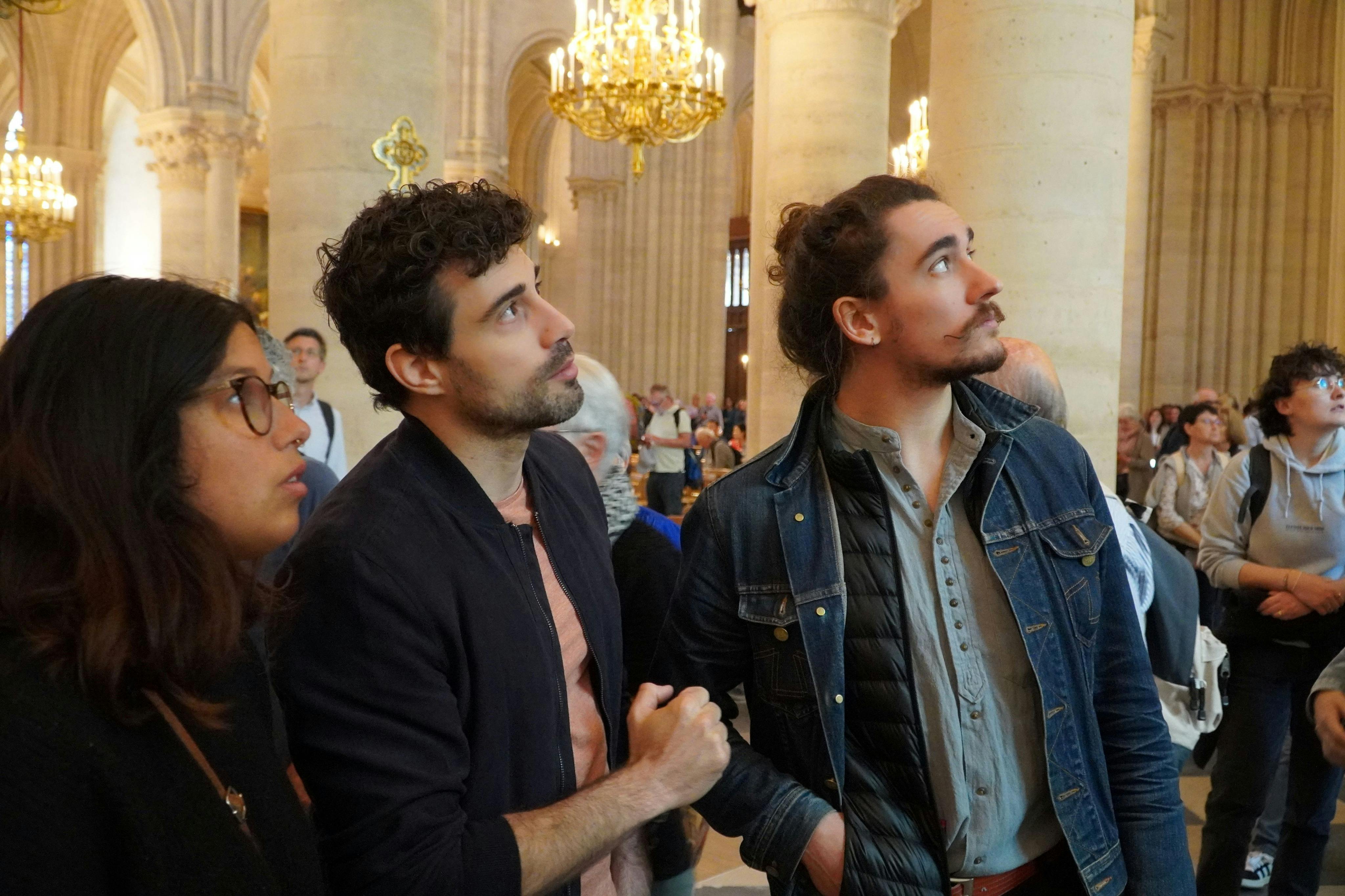 Guide and guests inside the cathedral