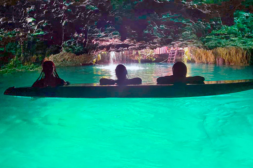Relaxing by a paddleboard in our cave cenote