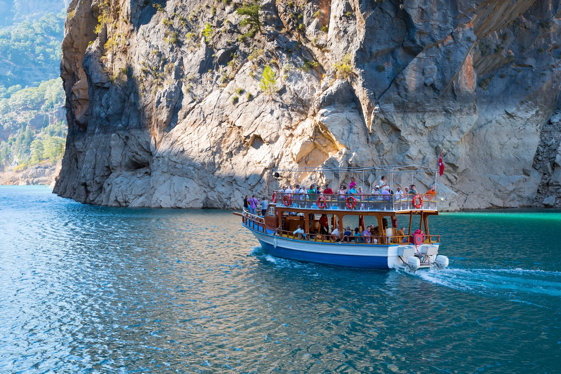 A catamaran during the boat trip on in the Green Lake