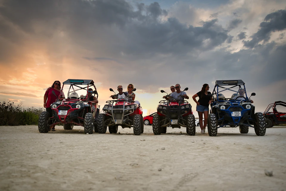 Quad bikes and buggies on a sunset tour