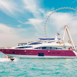 Dubai Harbour: Yacht Ride & Slide, Swim & Snorkel with BBQ Lunch