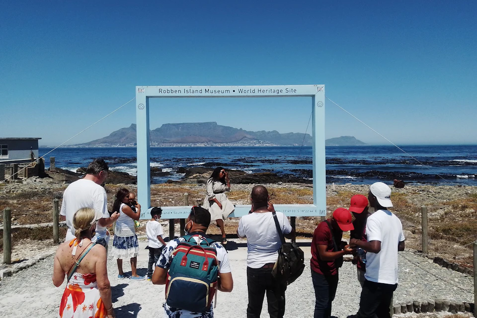 Robben Island Picture square with the backdrop of Table Mountain