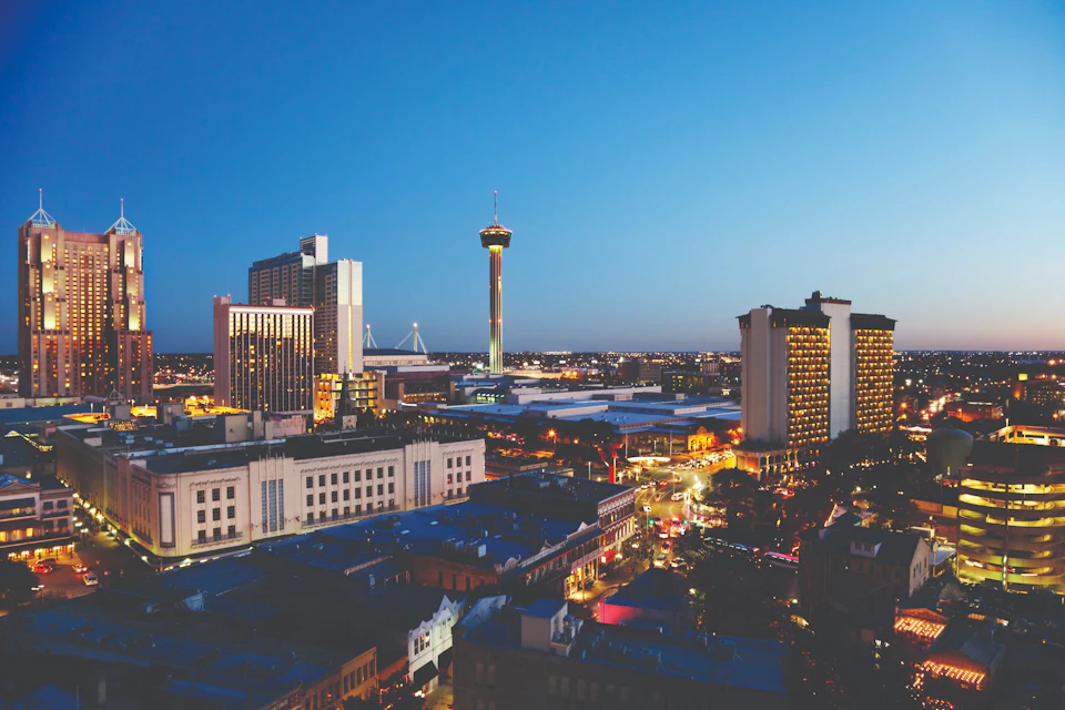 Downtown San Antonio and the Tower of Americas at night