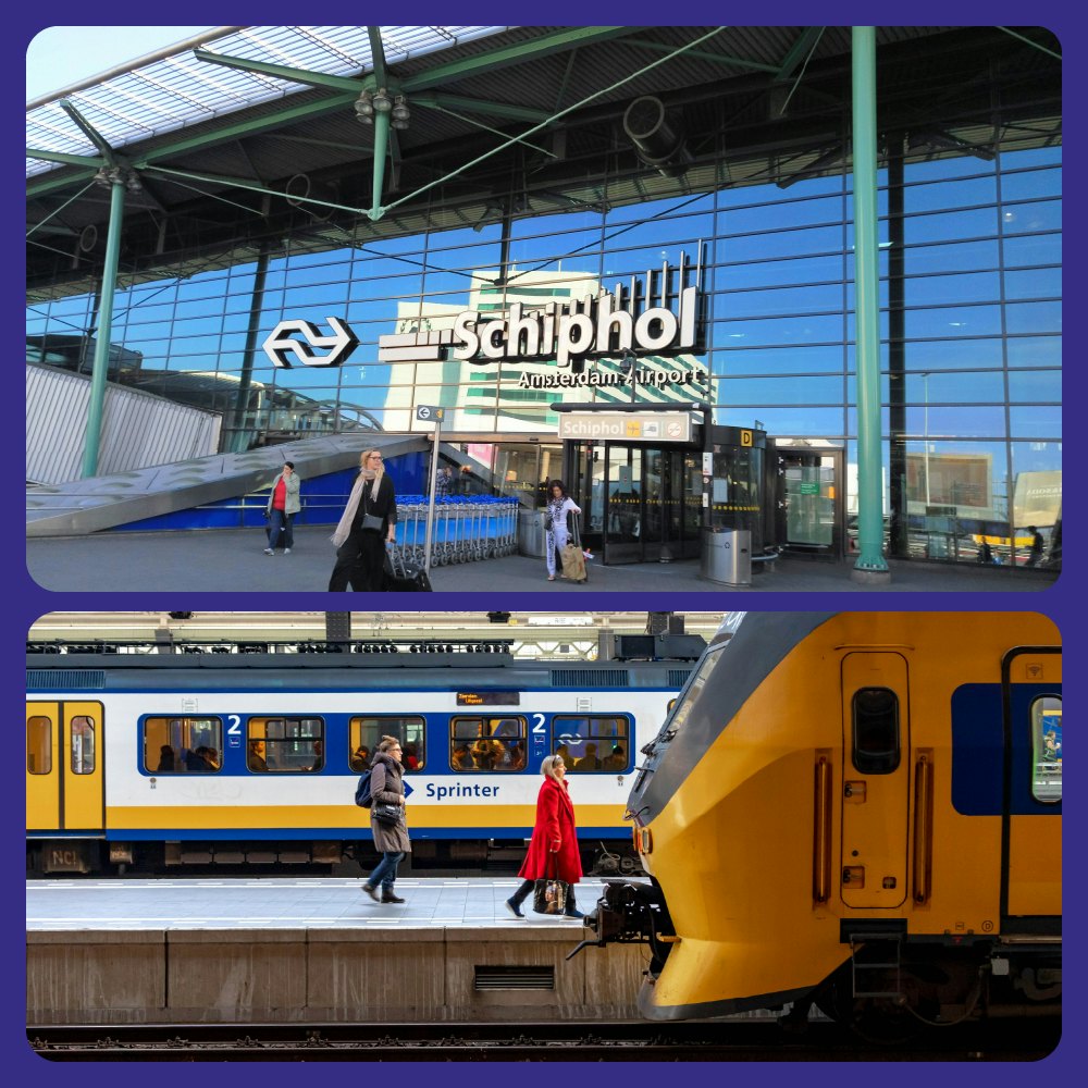 Trem de ida e volta Aeroporto Schiphol - Estação Central de Amsterdã