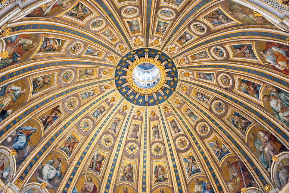 Marvel at the intricate details of St. Peter's Dome as your guide introduces you to its extensive history.