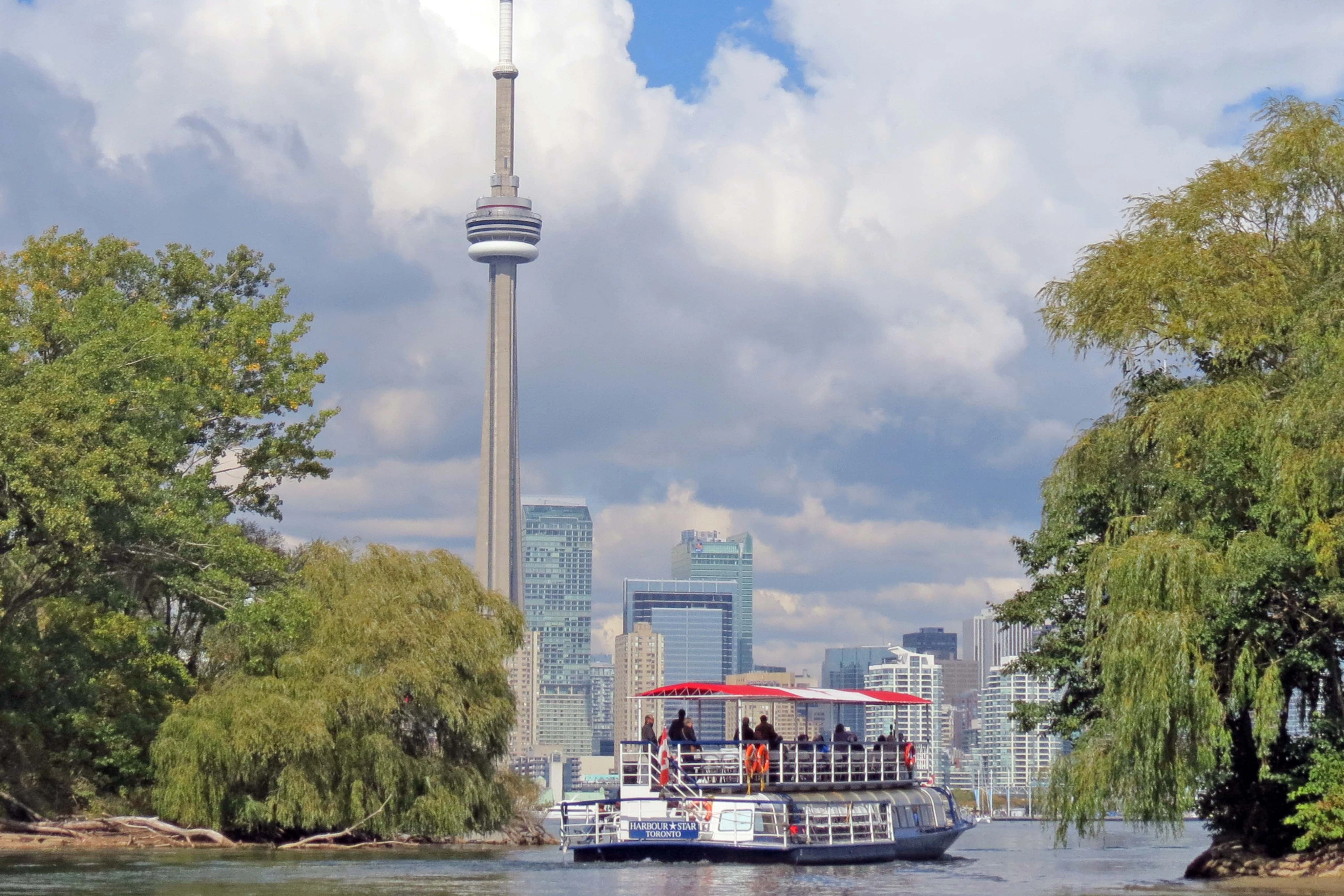 Harbour Star exiting the Toronto Islands with the Toronto Skyline in the distance