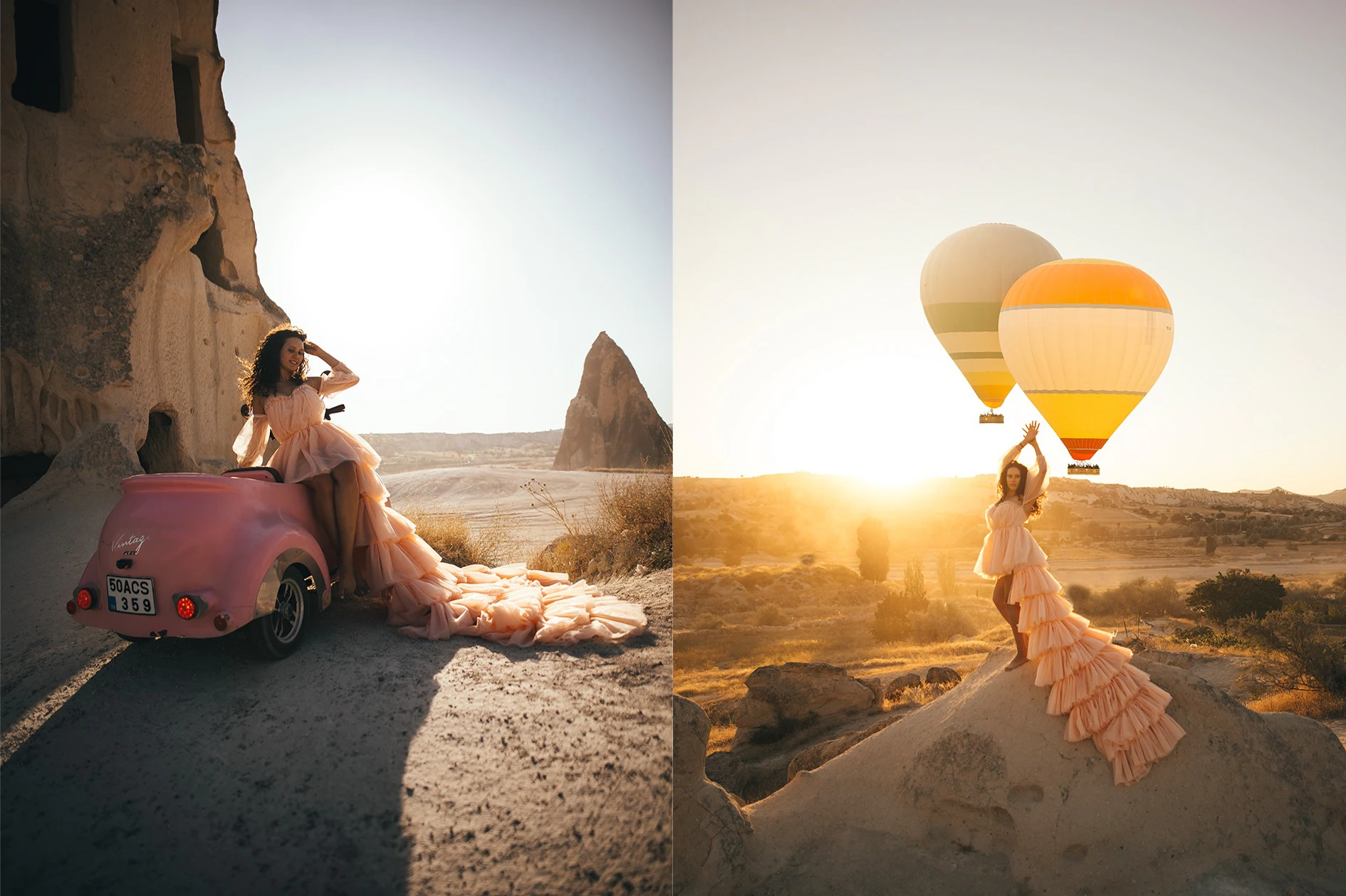 Photoshoot at Sunrise with Hot Air Balloons
