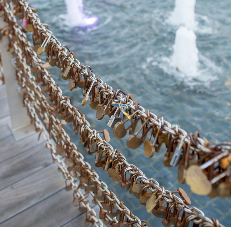 Love locks engraved with a custom message