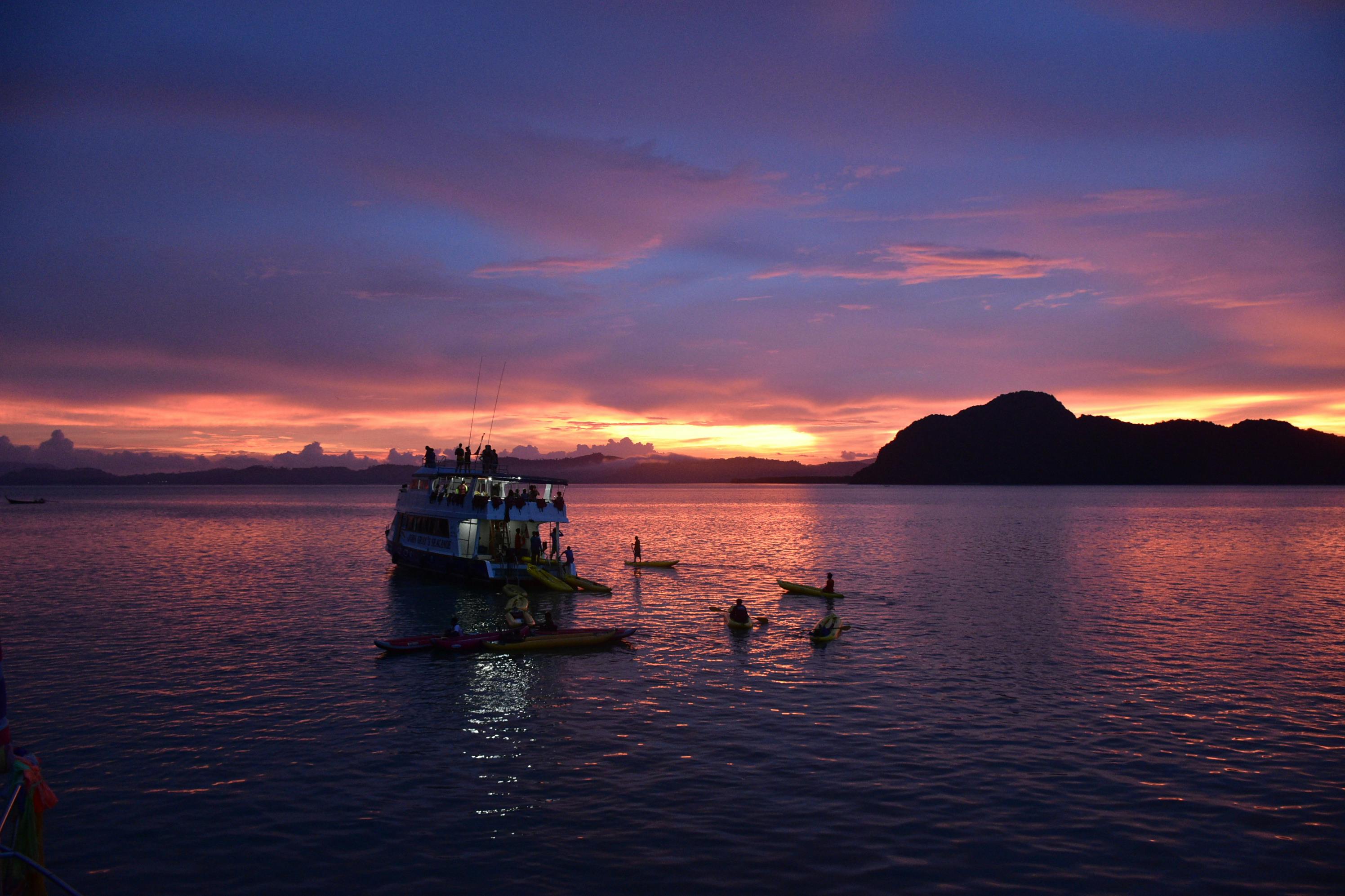Watch a spectacular sunset on the way back to the pier